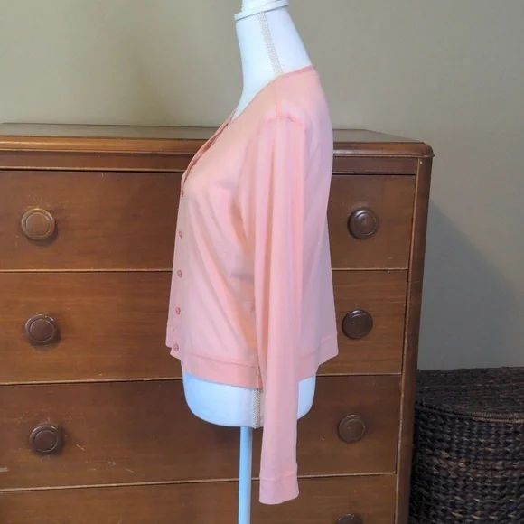 SHEER SALMON Cardigan Sweater SZ L - Picture 3 of 8
